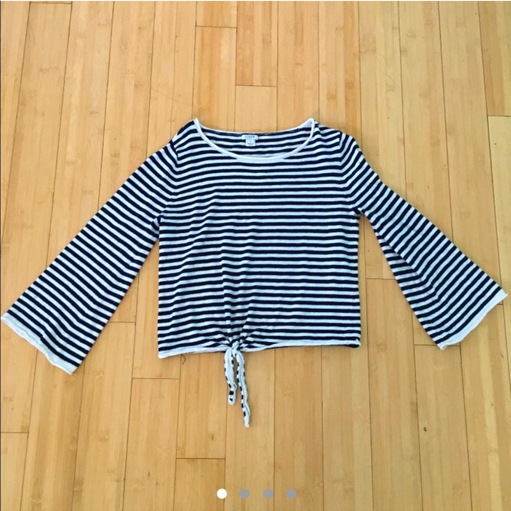 J. Crew striped navy + cream knit top (size medium)